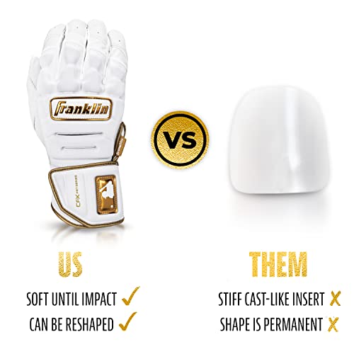 Franklin Sports CFX Pro PRT Batting Gloves - Small - White + Gold - image 6