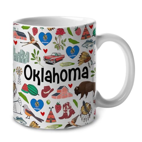 Lotacy Oklahoma Symbols 11 oz Coffee Mug Souvenir Gift