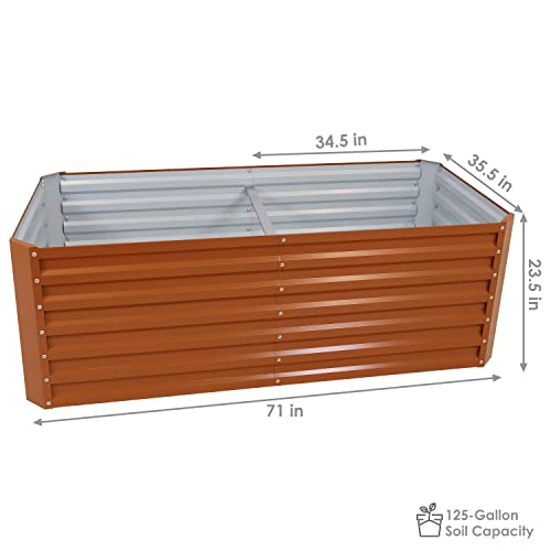 Sunnydaze Rectangular Raised Garden Bed - Pre-Painted Galvalume Steel Vegetable Or Flower Bed Kit - Large Backyard Planter Box - 71" - Brown #TOP2
