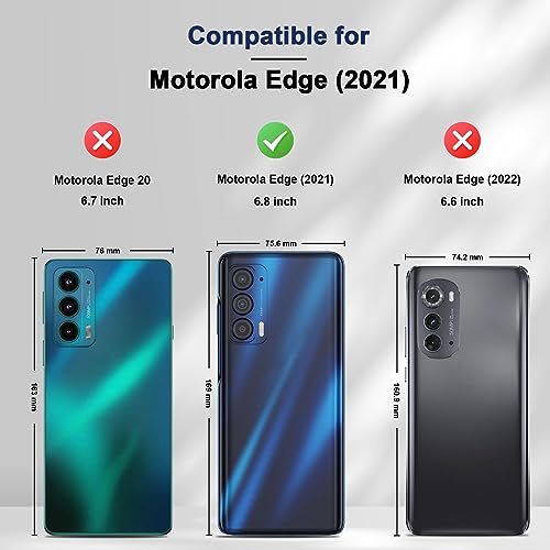 Image of Jasonyu Flip Wallet Case for Motorola Edge 5G UW /Moto Edge (2021),Leather Magnetic Folio Cover with Card Holder,Kickstand - TPU Shockproof Durable Protective Phone Case,Blue