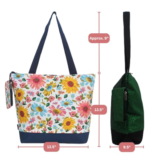 Image of NGIL Medium Top Zipper Closure Canvas Tote Bag with Attached Matching Coin Purse For Moms and Nurses