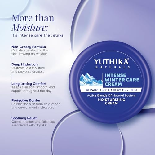Image of Yuthika Intense Winter Care Cream 50ml (Pack of 2) Non Greasy Daily Moisturizer | For Dry, Rough & Very Dry Skin