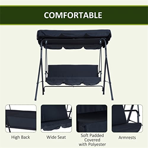 Walnut Steel Swing Chair Outdoor Fabric Porch 3 Person With Adjustable Weather Resistant Canopy And Durable Construction #TOP5