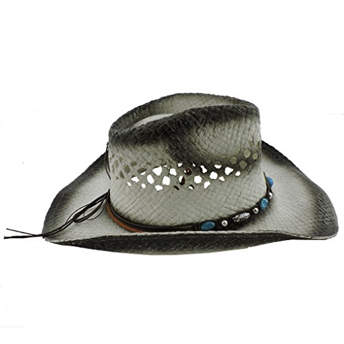 Image of SILVERFEVER Straw Cowboy Hat Cowgirl Hats Men Women Sun Hat Sombreros Vagueros Classic Western Accents Sombreros
