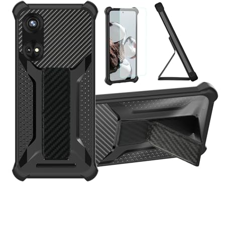bojioderf Case for Pozzi Turbo Phone Case Stand Cover [with Tempered Glass Screen Protector] Hybrid Case [Folding Support Magnetic] [Frosted Anti-Fingerprint] Black