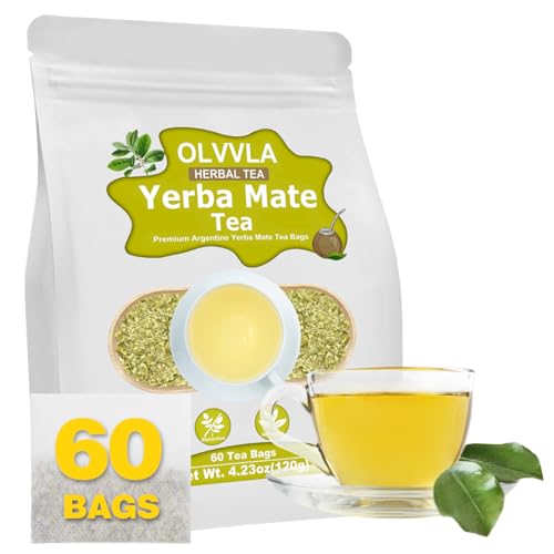 Image of Olvvla - Premium Yerba Mate Tea - 60 Count - 100% Natural Argentine Yerba Mate Tea Bag - Unsmoked Pure Yerba mate - Medium-Caffeine Energy Tea