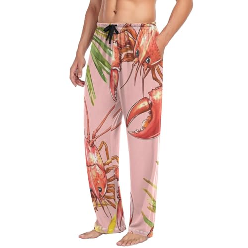 Lobster and Seaweed Pajama Pants for Men Comfort Sleep Lounge Bottoms Straight-fit with Pockets S-XXL3