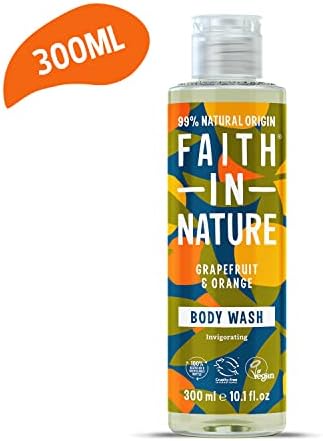 Faith In Nature 300 ml Natural Grapefruit and Orange Body Wash, Invigorating, Vegan and Cruelty Free, No SLS or Parabens