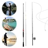 KOBONA Spinnrute aus Kohlefaser, Karpfen-Angelrute, tragbare Reiserute for Barsch-Hecht-Karpfenangeln