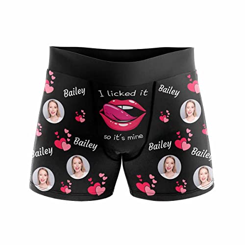 Custom Men's Boxer Briefs for Men I Love You Girlfriend Face Shorts Boyfriend Underwear Personalized Gift for Him