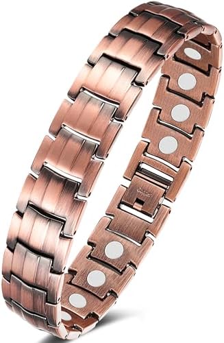 Jeracol Magnetic Bracelet Pure Copper Magnetic Bracelets for Arthritis Pain Relief with Strong Magnets Wristband Adjustable Magnetic Therapy Bracelet with Remove Tool & Gift Box.