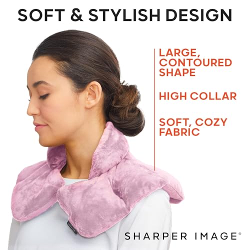 Sharper Image Heated Neck & Shoulder Wrap - Microwavable Warm & Cooling Plush Pad, Scented Aromatherapy (100% Natural Lavender & Herb Spa Blend), Pain Tension Headache Relief Therapy, Gift for Women - Thumbnail 5