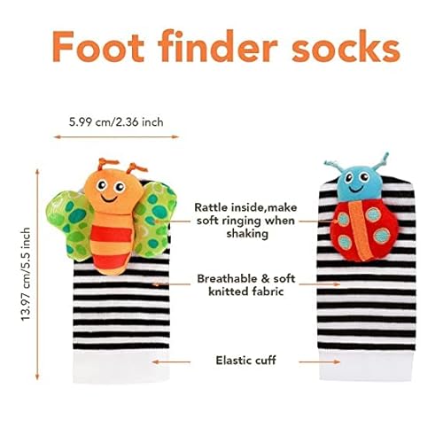 Newborn Essential Baby Girl Boy Gift Set: Baby Rattle Socks With Wrist Rattles, 0-6 To 12 Months Infant Brain Development Toys #TOP5