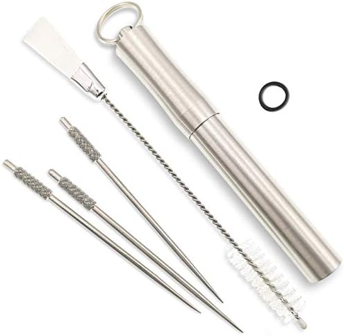 GUGUJI Premium Titanium Toothpick Holder Box Set