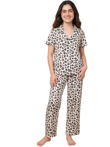 Image of Li'l Tomatoes Girls 100% Cotton Night Suit Set | Half Sleeve Shirt & Pyjama Set | Soft & Breathable Sleepwear | Casual Summer Wear | 9-16 Years