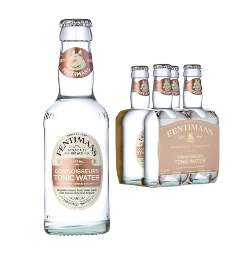 Fentimans Connoisseurs Tonic Water - Botanically Brewed Water - Infused with Natural Botanicals and Quinine - Low Calorie, Gluten Free and Vegan Friendly Soft Drinks - 4 x 200 ml