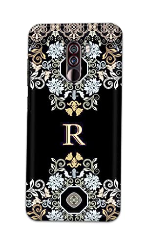 Image of PRINTFIDAA Name II Initial II Letter Floral Pattern Alphabet R Printed Designer Hard Back Case Cover for Xiaomi Poco F1, Xiaomi Pocophone F1 -(SS) MVN1007
