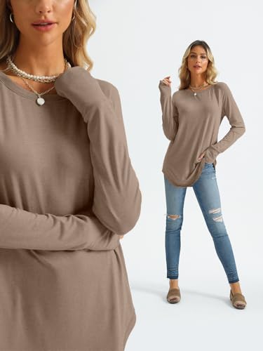 Image of AUTOMET Womens Long Sleeve Tunic Tops Crew Neck Casual Loose Fit Shirts