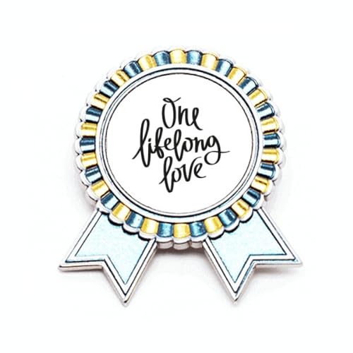 Broche avec citation d'amour art déco en métal Lifelong, élégance rétro taille M