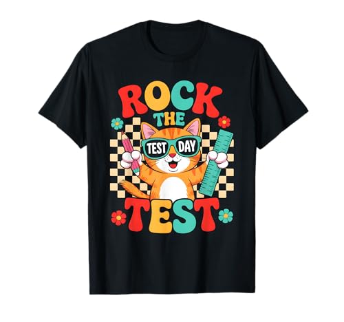 Rock The Test Day Motivational Cat Camiseta
