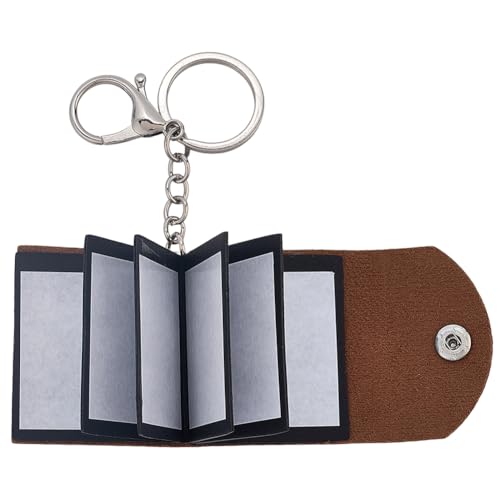 Álbum de fotos portátil en cuero PU con llavero, mini álbum marrón para 6 fotos, con cierre de langosta, ideal como regalo para parejas y familia miniatura 1