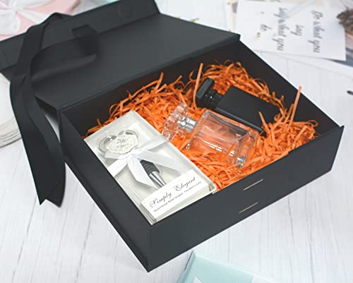 Black Luxury Magnetic Gift Box with Lid, Ribbons and Gift Bag, Medium Size-9.4x7x3 Inches, Great for Christmas, New Year, Wedding, Birthdays, Man - Image 5