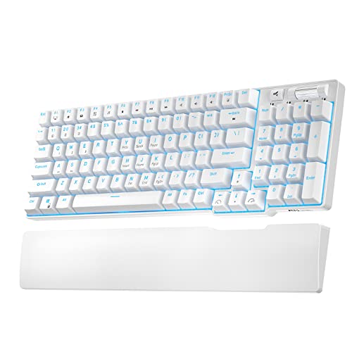 RK ROYAL KLUDGE RK96 90% Triple Mode BT5.0/2.4G/USB-C Hot Swappable Mechanical Keyboard with Magnetic Wrist Rest, 96 Keys Wireless Gaming Keyboard with Software, Blue Backlight Hot Swappable