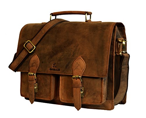 Leaderachi Hunter Leather Office Briefcase Bag for Men Laptop Compartment Expandable Features High Security Zipper LockHunter Leather Laptop Briefcase Bag [Tivoli]. â€¦