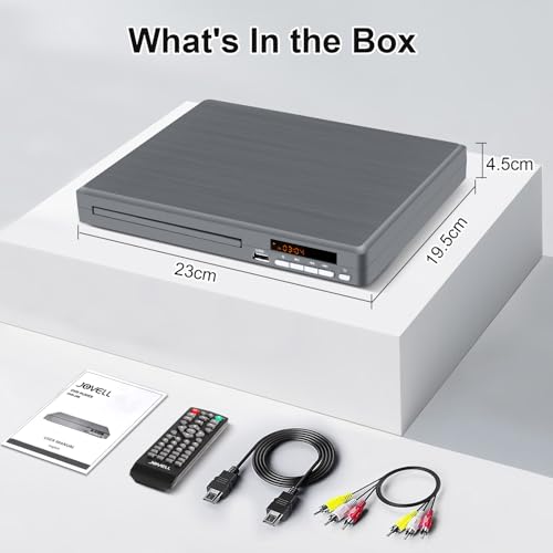 Reproductor DVD Multizona para TV | Reproductor DVD Compacto para Hogar con Salida Coaxial, HDMI y RCA | Lector DVDs/CD con Entrada USB para Todas Las Regiones y Multiformato (Gris, No BLU-Ray) - imagen 7