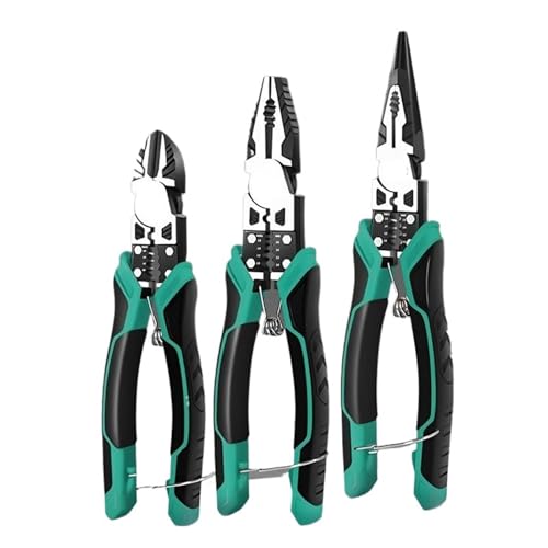 Multi functional diagonal wire stripping pointed nose pliers, labor-saving winding crimping and shearing industrial grade pliers(A B C)