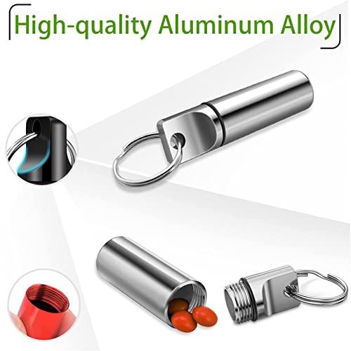 Sainswin Pill Organizer Keychain, Red Small Pocket Aluminium Alloy Pill Box,Mini Pill Container For Purse,Waterproof Metal Pill Bottle For Travel/Outdoor Camping #TOP4