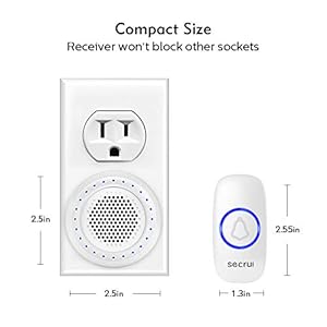   SECRUI-Wireless-Doorbell-Door-Bell-Ringer-Wireless-1000-Feet-with-5-Volume-Levels-Waterproof-and-dustproof-32Chimes-LED-Flash-for-Home-Classroom-Office