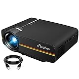 Beamer, Elephas LED Mini Beamer unterstützt 1080P HD 2200 Lumen für HDMI/VGA/AV/USB/SD für TV PC Laptop Kopfhörer iPhone Filme und Video Spiele, Schwarz
