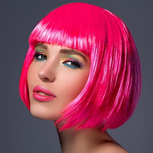 miahart peach red short bob wig and sunglass set neon colored wigs sunglass pack costume colorful cosplay wigs daily party for bachelorette party favors halloween decorations supplies