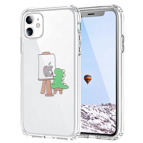 Tybiky Funda para iPhone 16, diseño de manzanas creativas, funda protectora de cojín de aire, resistente a los arañazos, TPU, antigolpes, silicona con airbag para iPhone 16, color verde dinosaurio