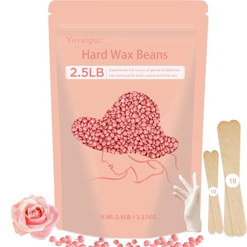 Hard Wax Beads 2.5 lb Wax Beans for Hair Removal Ideal for Sensitive skin Brazilian Bikini Face Eyebrows Underarms and Full Body Waxing Bulk (Pink)
