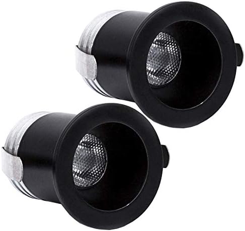 Pack of 2 LUMINTURS 3W Quality LED Ceiling Cabinet Flush Mount Recessed Mini Light Fixture Indoor Black 3000K