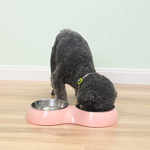 CAMITER 2 in1 Hundenapf, rostfreier Futter- und Wassernapf für Hunde und Katzen, multifunktionaler Haustierfutternapf, Hundenäpfe und Wassernäpfe (rosa)
