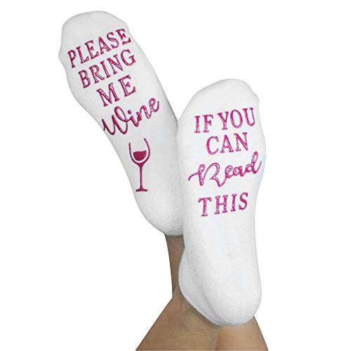 Bring Me Wine Socks for Women and Men, Perfect Wine Gift by Boozer Babe