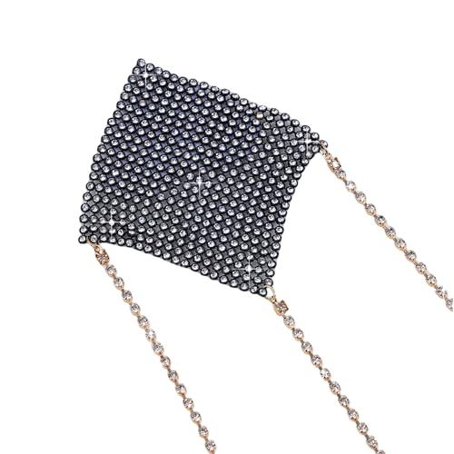 Image of ZGMYC Sparkly Rhinestones Metal Chain Nipple Cover with Tassel, Reusable Adhesive Pasties Sexy Bra Body Chain