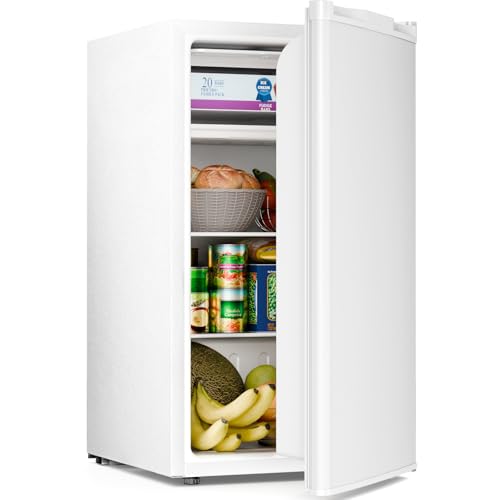 Image of Antarctic Star 3.2 Cu.Ft.Compact Refrigerator with Freezer, Mini Fridge Single Door with Adjustable Thermostat,Removable Glass Shelves for Apartment,Dorm,Office,Kitchen,WHITE