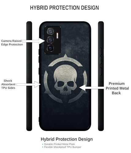 Image of Skull Pattern Print Design Premium 2D Printed Metal Back Case Cover for Vivo V23E 5G / Y75 4G, Black