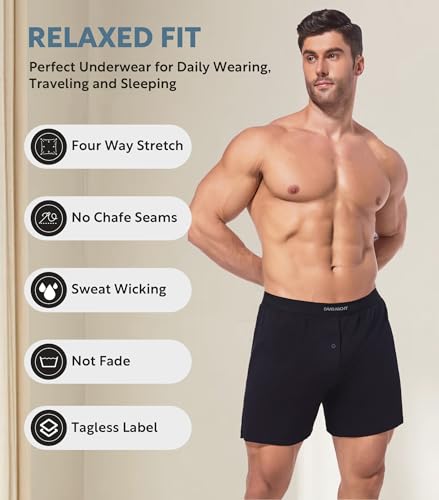 DAVID ARCHY Combed Cotton Boxers for Men Soft Underwear Mens Boxers Knit Boxer Shorts for Men Pack3