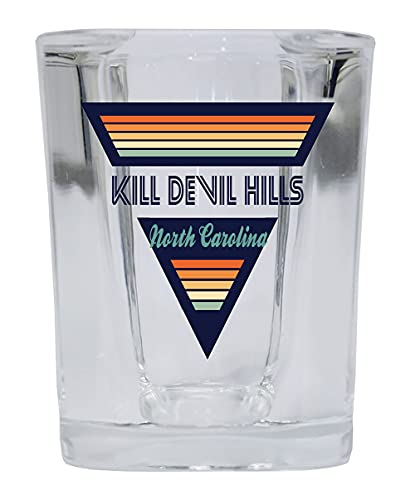 R and R Imports Kill Devil Hills North Carolina 2 Ounce Square Base Liquor Shot Glass Retro Design