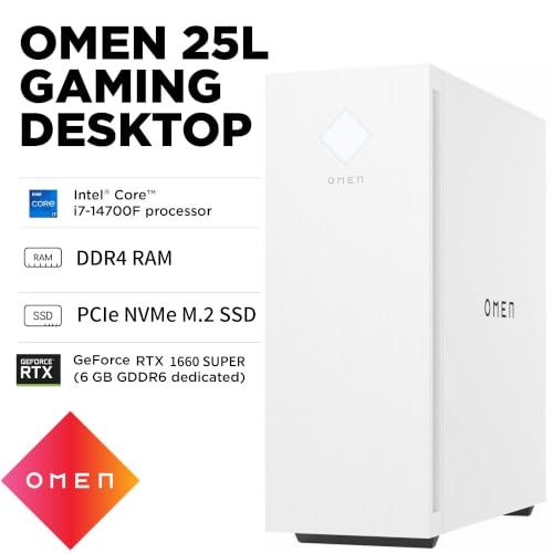 Image of HP OMEN 25L Gaming Desktop Intel i7-14700F GTX 1660S 6GB, 16GB RAM 1TB