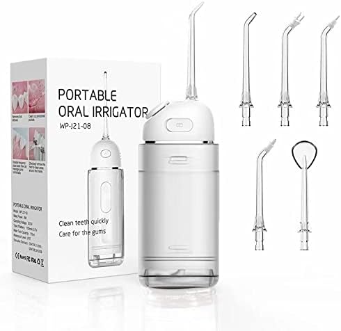 Portable Water Flosser-EXQUISITIE Cordless Mini Water Picks for Teeth Cleaning with 3 Modes 5 Jet Tips for Travel Size and Home, IPX7 Waterproof Rechargeable Oral Irrigator for Braces Tooth Care