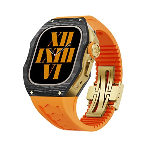 jeraland 49mm �J�[�{���t�@�C�o�[�P�[�X �t�b�f�S�� �o���h �����L�b�g Apple Watch�p �E���g�����O�W���A���[ �t�b�f �X�g���b�v �J�o�[�Z�b�g iWatch Ultra�p(�J���[:�I�����W�G�b�O�A�T�C�Y:49mm Ultra�p)