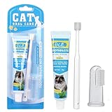 Zahnpasta Katze mit Katzen Zahnbürste und Fingerzahnbürste, für Hunde & Katzen, entfernt Belag und Zahnstein, frischer Atem und gut für die Zähne