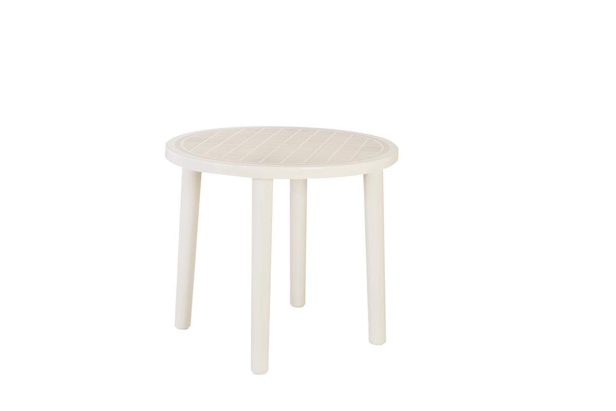 RESOL Tossa Mesa Jardín Comedor Exterior Ø86 Redonda | 2 ó 4 Personas | Ligera, con Agujero Central para Sombrilla | Protección UV para Uso en Patio, Terraza o Porche - Color Crema
