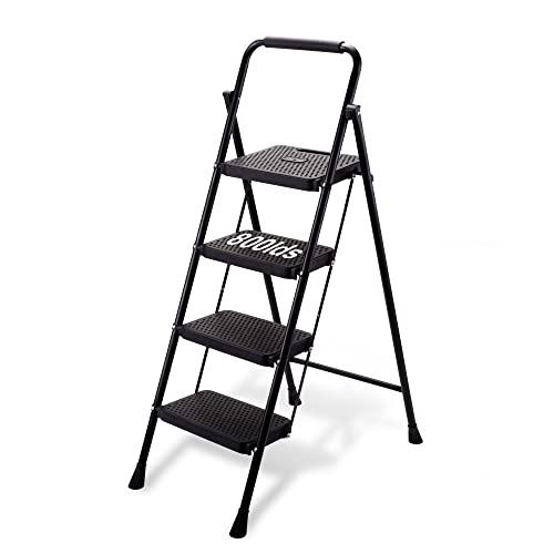 Boweiti 4 Step Ladder, Folding Step Stool W/Wide Anti-Slip Pedal For Adults, 800Lbs Capacity Sturdy Ladder With Hand Grip, Lightweight Safety Stepladder For Household Office Kitchen Garden #TOP11